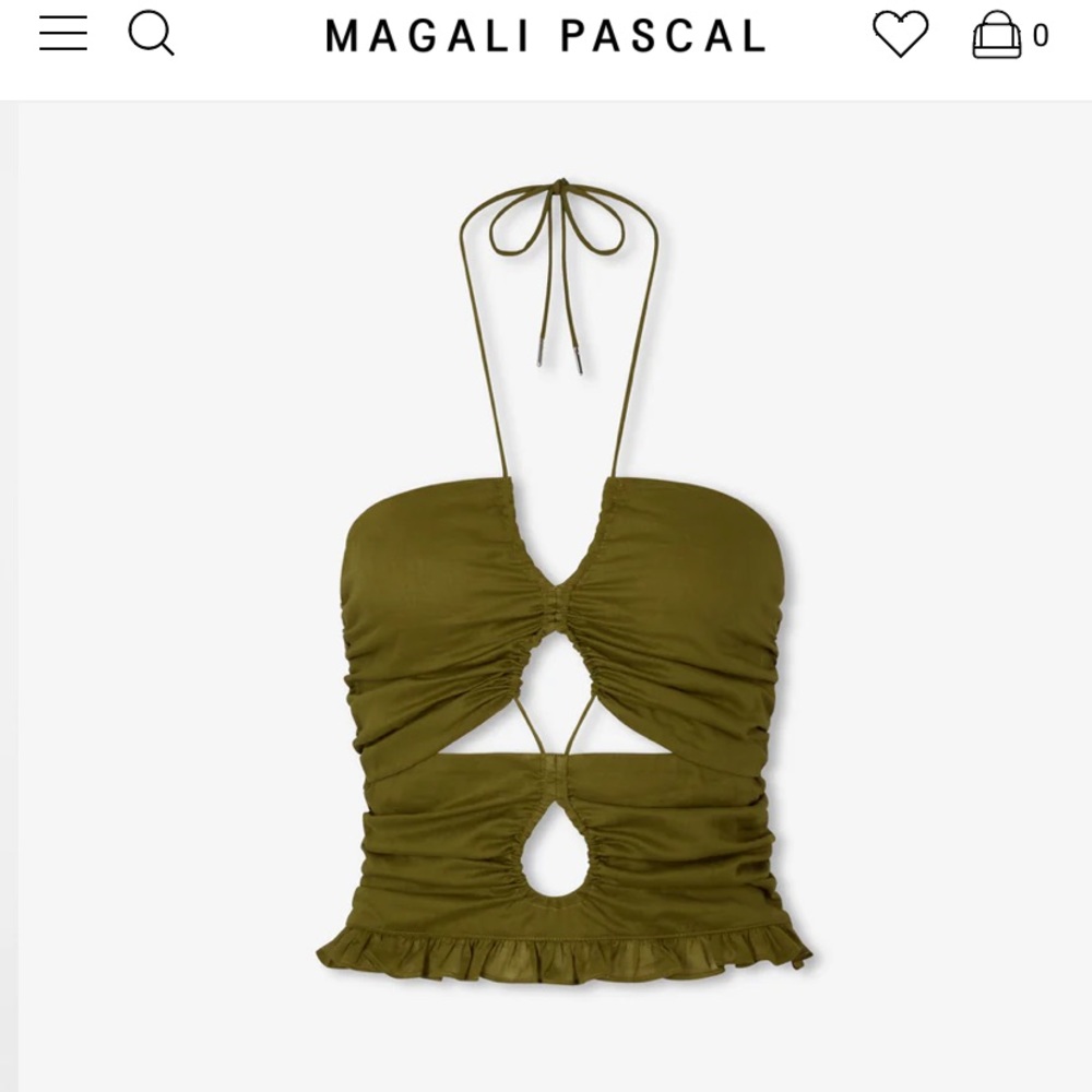 NWT Magali Pascal Fenix Halter criss cross strappy tie crop top tank Moss green - Picture 1 of 13